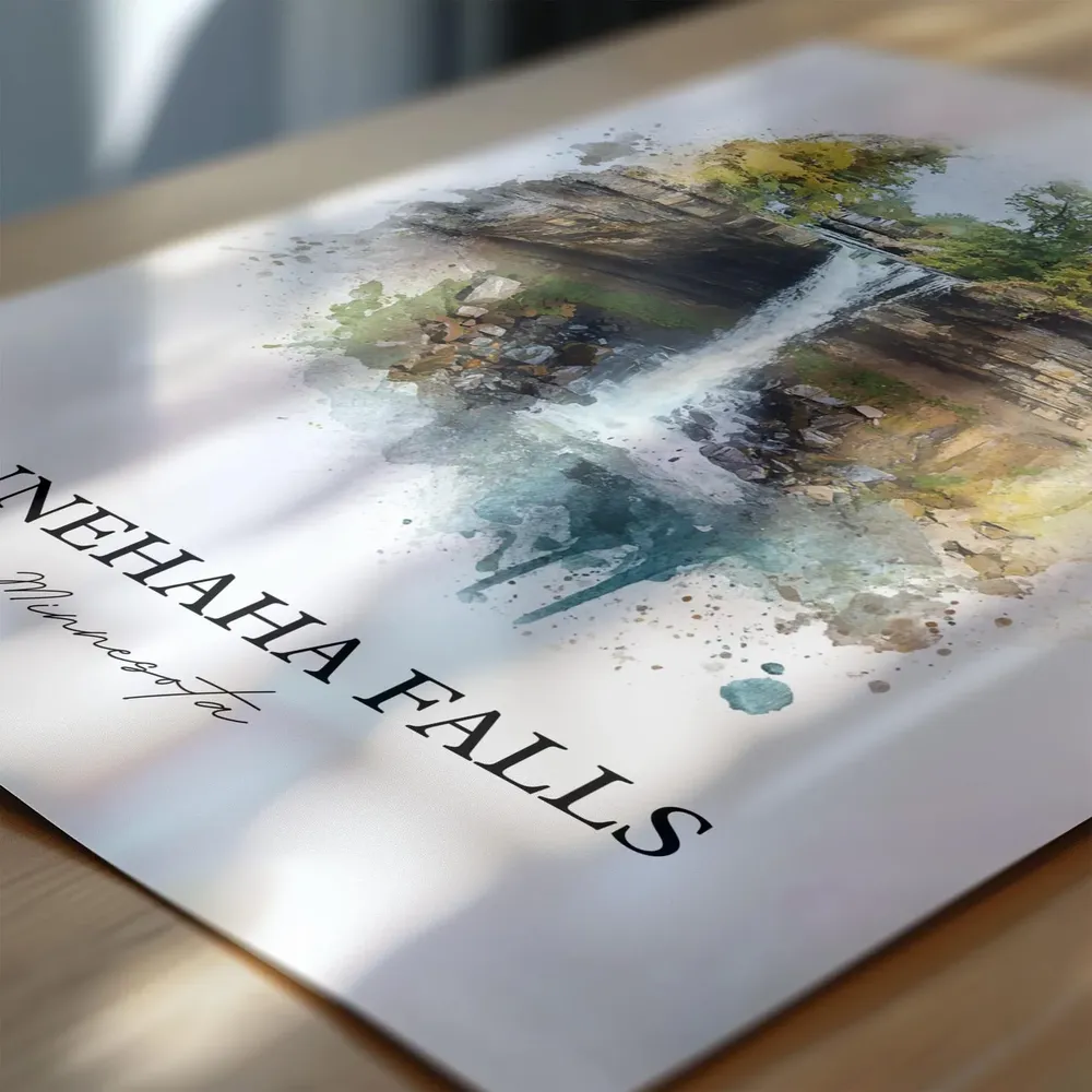 Minnehaha Falls Watercolor Travel Poster, Minneapolis - Image 6