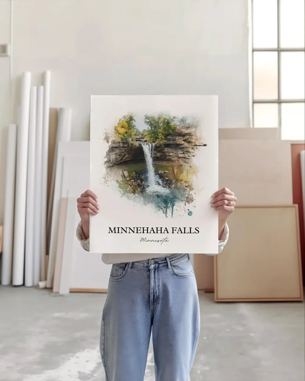 Minnehaha Falls Watercolor Travel Poster, Minneapolis - Image 3