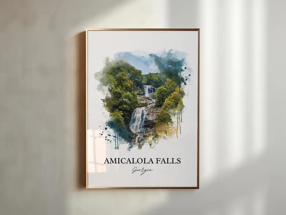 Amicalola Falls Georgia Watercolor Travel Poster - Image 3