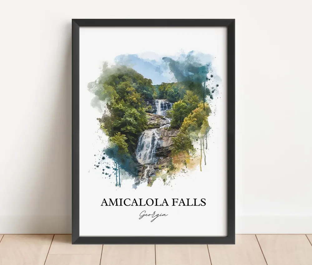Amicalola Falls Georgia Watercolor Travel Poster - Image 2