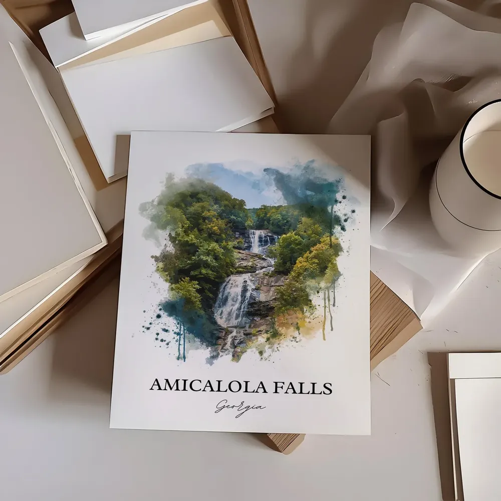 Amicalola Falls Georgia Watercolor Travel Poster - Image 4