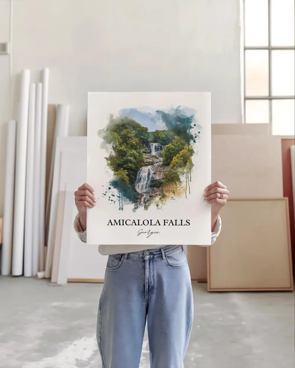 Amicalola Falls Georgia Watercolor Travel Poster - Image 5