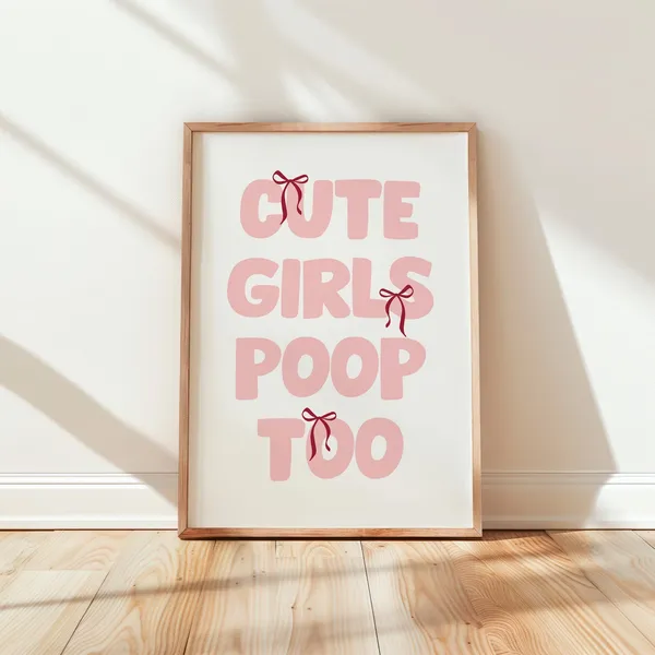 Pink Bathroom Humor Wall Print Art Decor