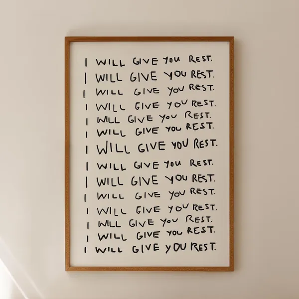 I Will Give You Rest - Minimalist Bible Verse Art Print