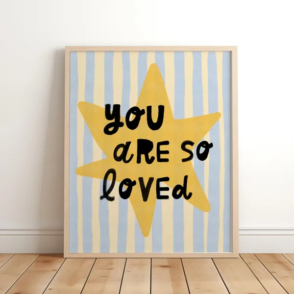 You Are So Loved Nursery Wall Art, Boho Cottage Core