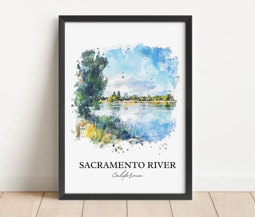 Sacramento River Travel Poster, River Landscape Art Print - Image 2