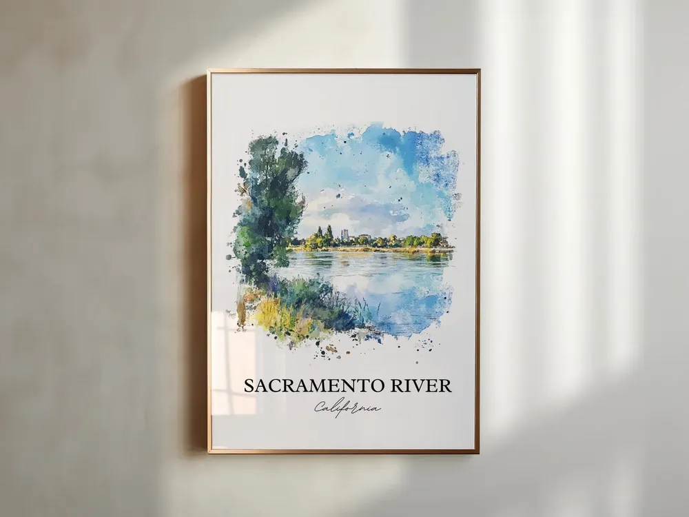 Sacramento River Travel Poster, River Landscape Art Print - Image 3