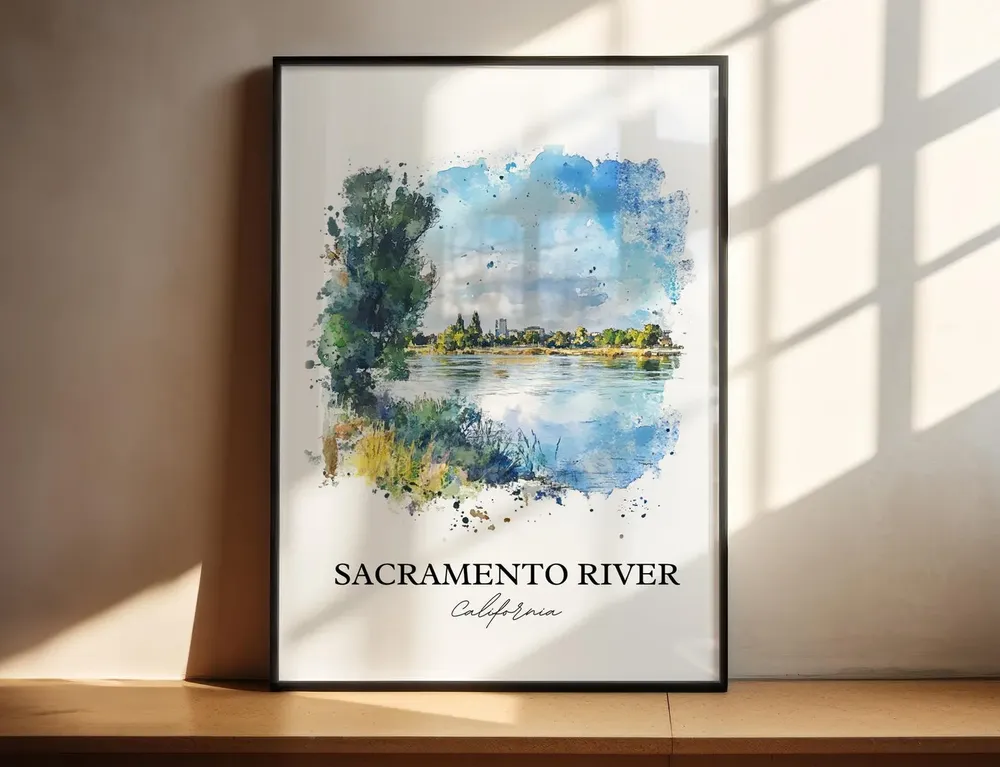 Sacramento River Travel Poster, River Landscape Art Print