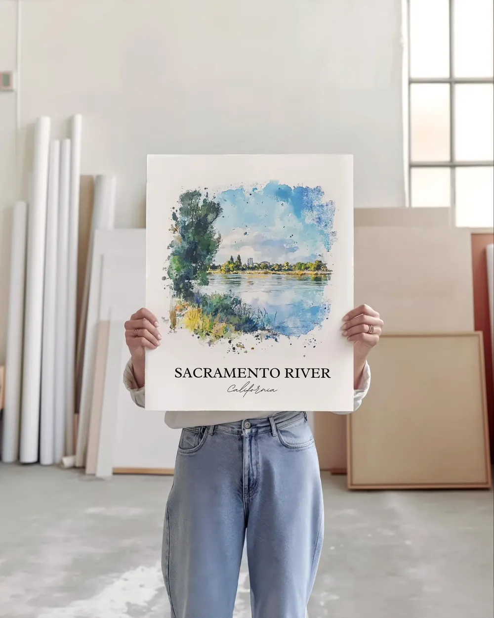 Sacramento River Travel Poster, River Landscape Art Print - Image 5