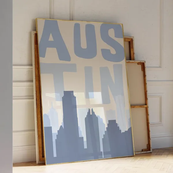 Austin Texas Retro Skyline Wall Art Print