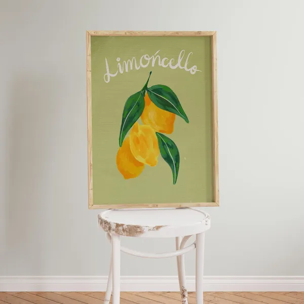 Eclectic Lemon Branch Art Print, Colorful Kitchen Decor