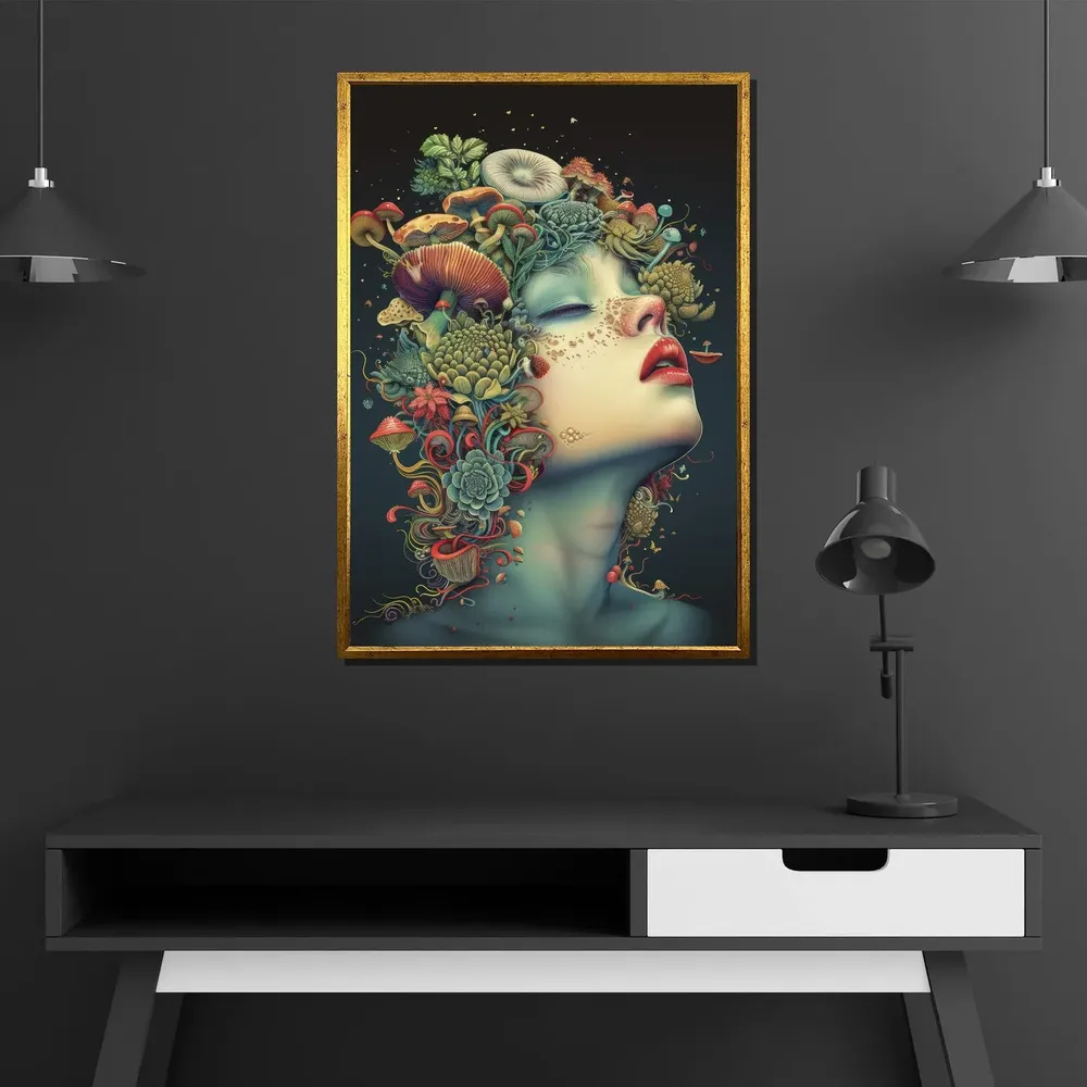 Surreal Mushroom Woman Botanical Fantasy Art Print - Image 4