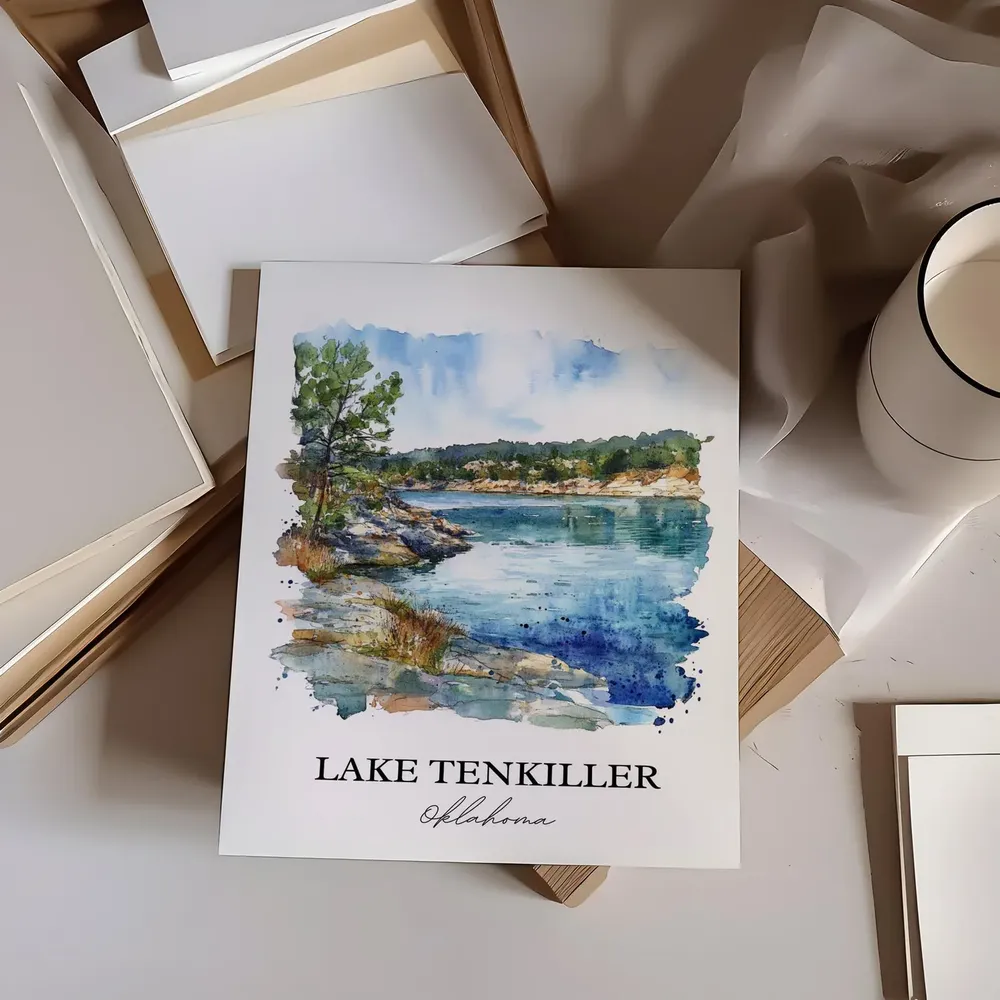 Lake Tenkiller Travel Poster, Oklahoma Art Print - Image 2