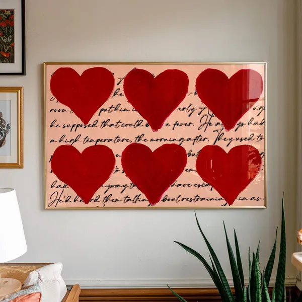 Love Letter Print, Red Bedroom Decor Poster