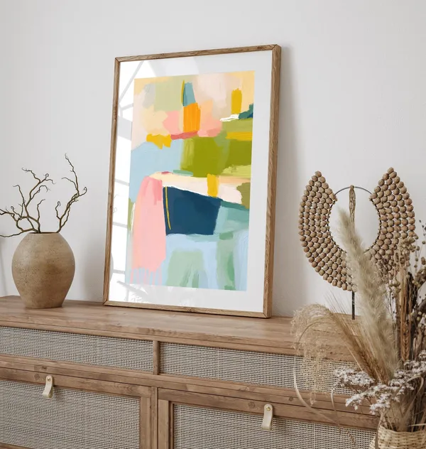 Pastel Coastal Landscape Abstract Art Print
