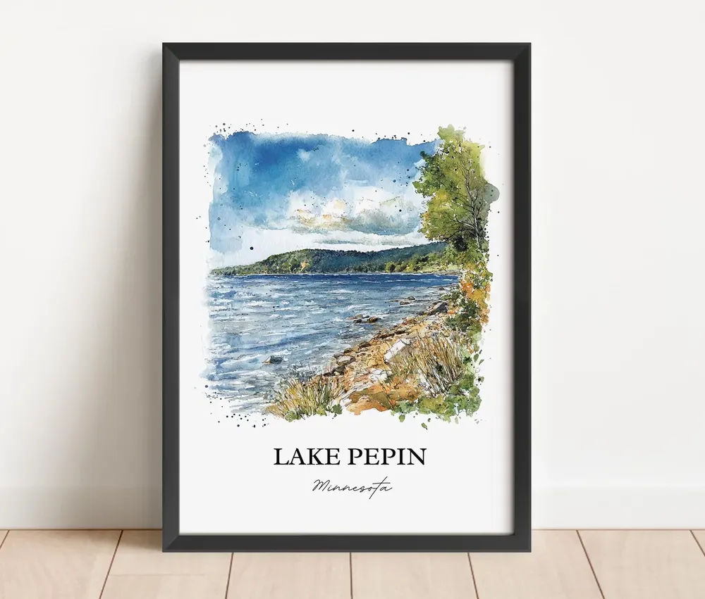 Lake Pepin Minnesota Watercolor Travel Poster Print - Image 4