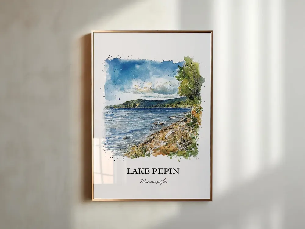 Lake Pepin Minnesota Watercolor Travel Poster Print - Image 5