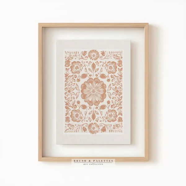 Vintage Floral Folk Art Boho Botanical Art Print