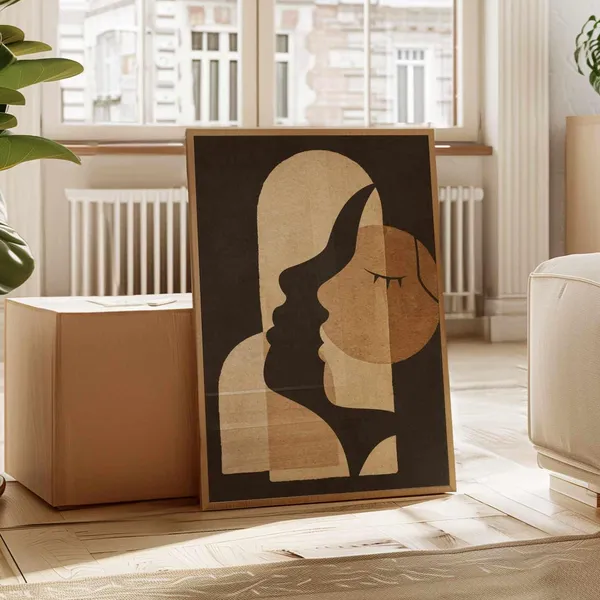 Minimalist Portrait Art Print, Calm Neutral Tones