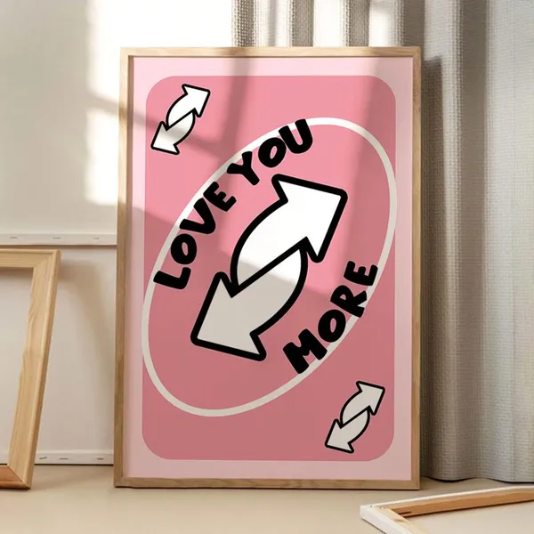 Love You More Playing Card Art Poster, Retro Print
