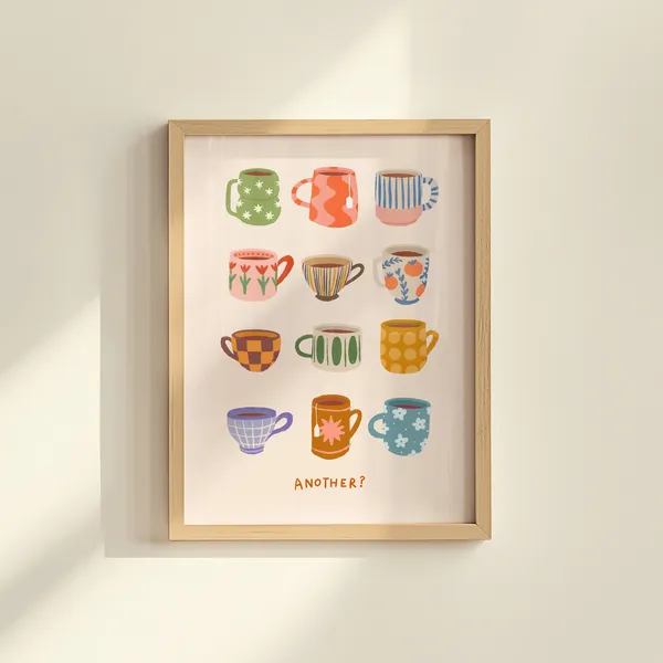 Tea Cup Kitchen Wall Art, Coffee and Tea Poster