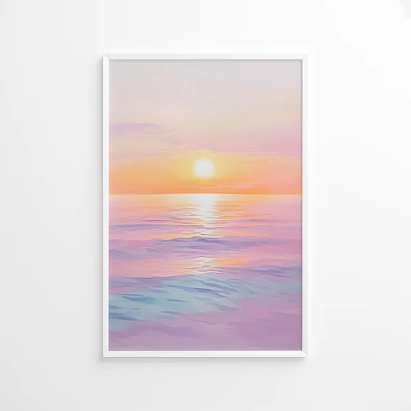 Pastel Ocean Sunset Poster, Soft Coastal Decor
