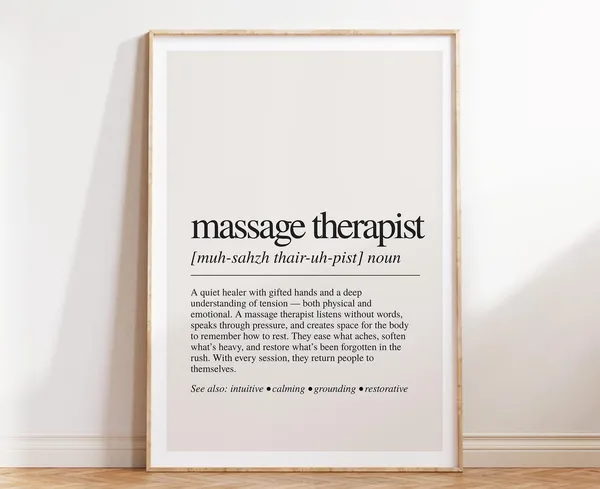 Massage Therapist Definition Print, Spa Decor