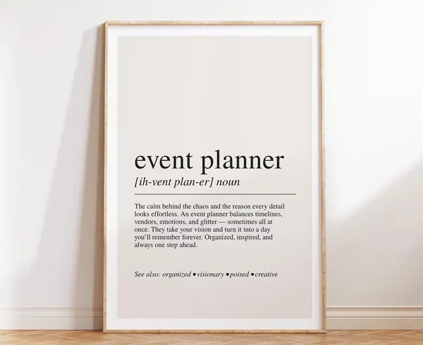 Event Planner Definition Art Print, Wedding Coordinator Gift