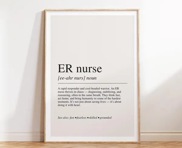 ER Nurse Definition Art Print, Emergency Room Wall Art