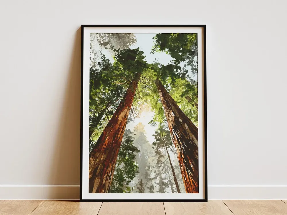 Redwood National Park Travel Poster, Forest Wall Decor