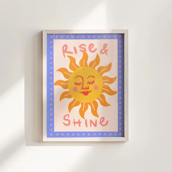 Boho Sun Rise Shine Art Print, Nursery Decor