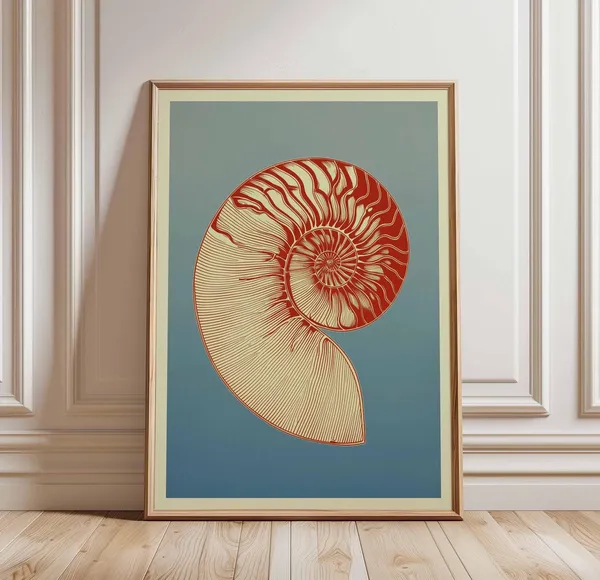 Nautilus Shell Modern Coastal Art Print