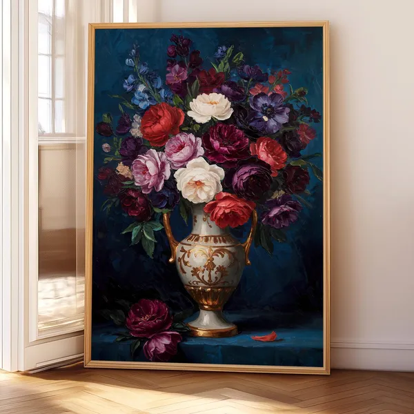 Dark Moody Peony Botanical Art Print, Whimsigoth