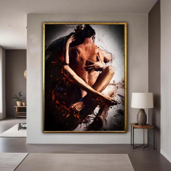Intimate Embrace Wall Art Print, Romantic Bedroom Decor