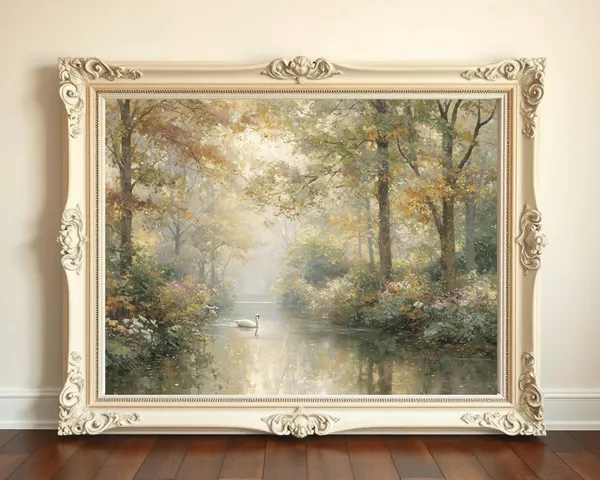 Graceful Swan In Misty Forest Art Print, Vintage