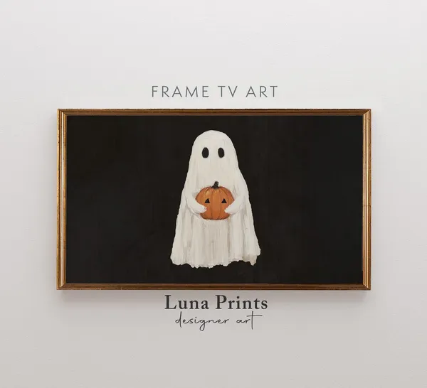 Modern Pumpkin Halloween Art Print, Neutral Decor
