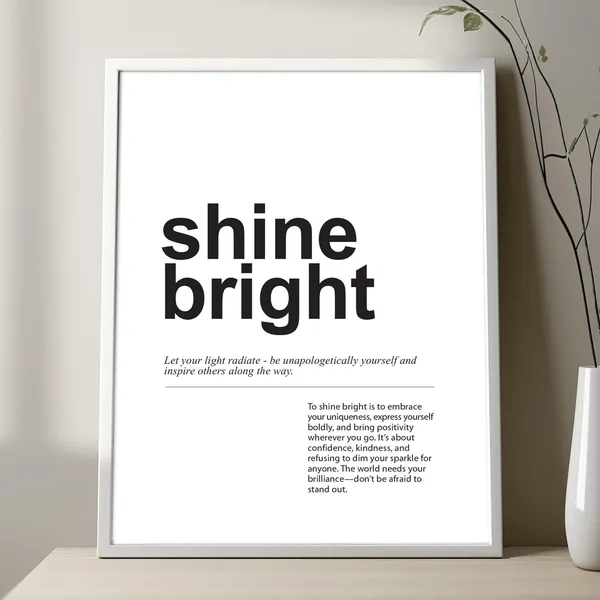 Shine Bright Definition Poster, Quirky Minimalist