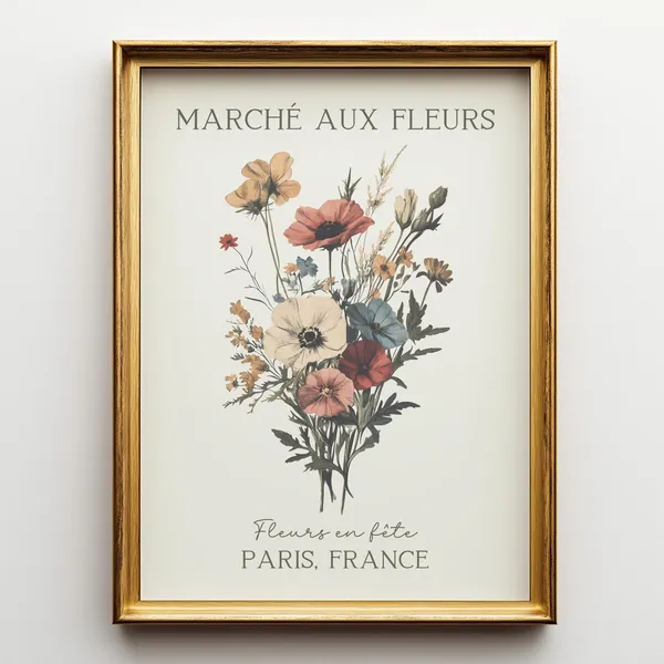 French Flower Market Vintage Floral Bouquet Art Print