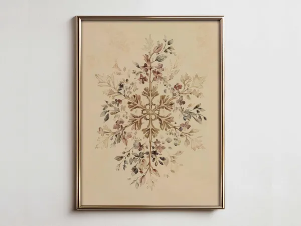Watercolor Snowflake Print, Scandinavian Christmas Art Print