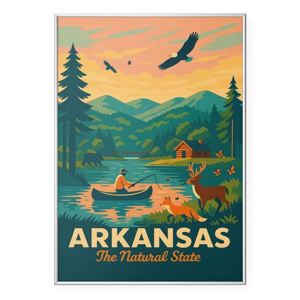 Arkansas Vintage Nature Poster, Travel Art Print