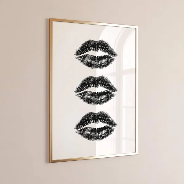 Black Kiss Art Print, Bold Dorm and Bar Decor