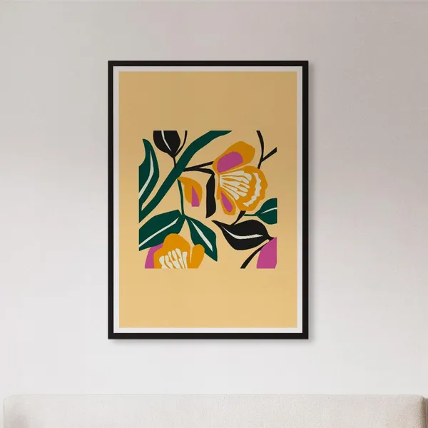 Botanical Abstract Wall Art Print, Maximalist Boho Floral
