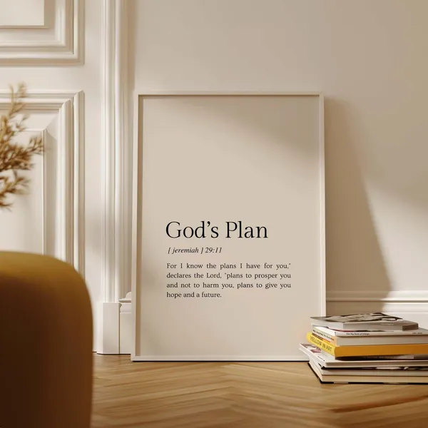 Jeremiah 29:11 NIV Scripture Art Print, Christian Verse