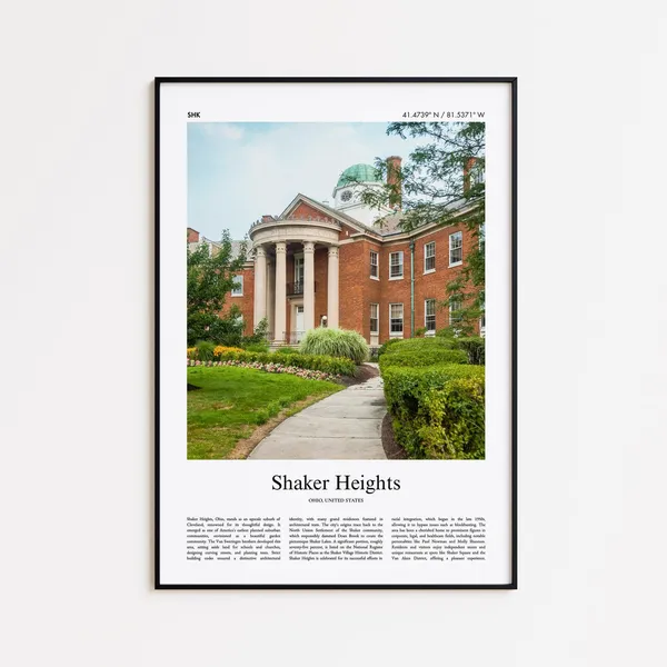 Shaker Heights Color Travel Poster, Ohio USA