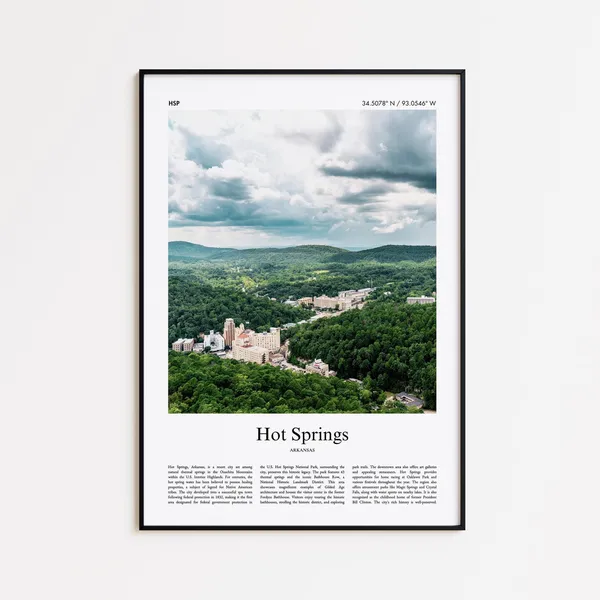 Hot Springs Color Print, Minimal Arkansas Travel Poster