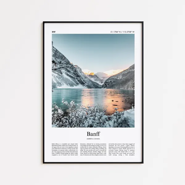 Banff Minimal City Travel Poster, Alberta Canada