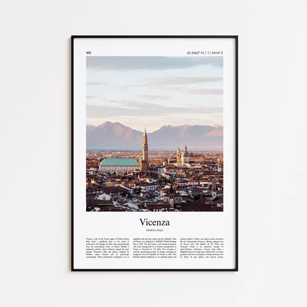 Vicenza Color Print Travel Poster, Veneto Italy