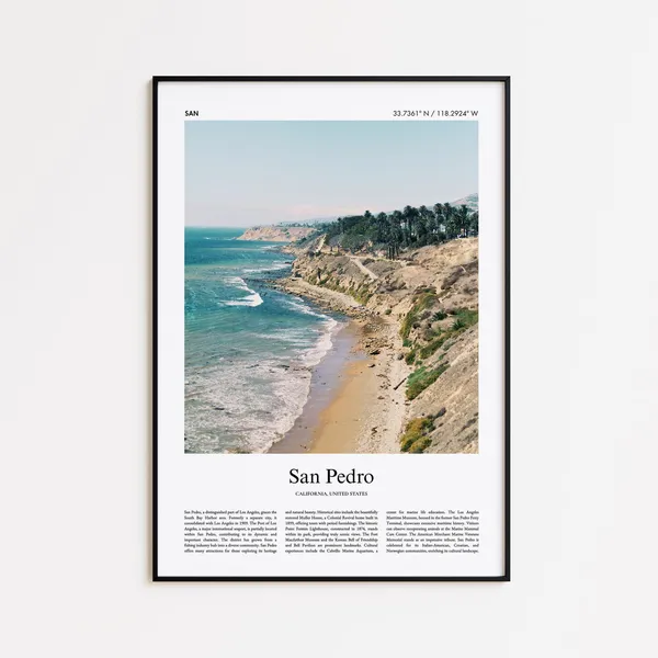 San Pedro Color Print Travel Poster, United States