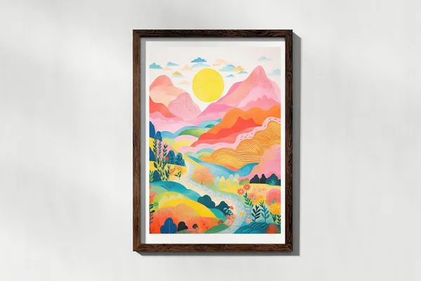 Colorful Mountain Art Print, Abstract Kids Room Decor