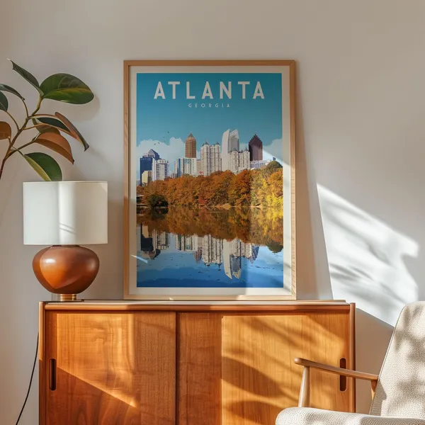 Atlanta Skyline Vintage Travel Poster